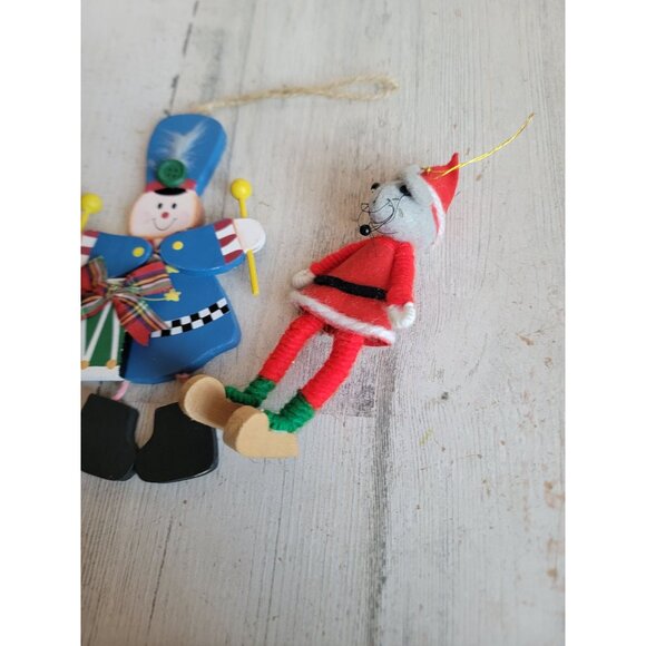 Unique vintage mouse Santa Claus soldier ornament Xmas set - Picture 6 of 8